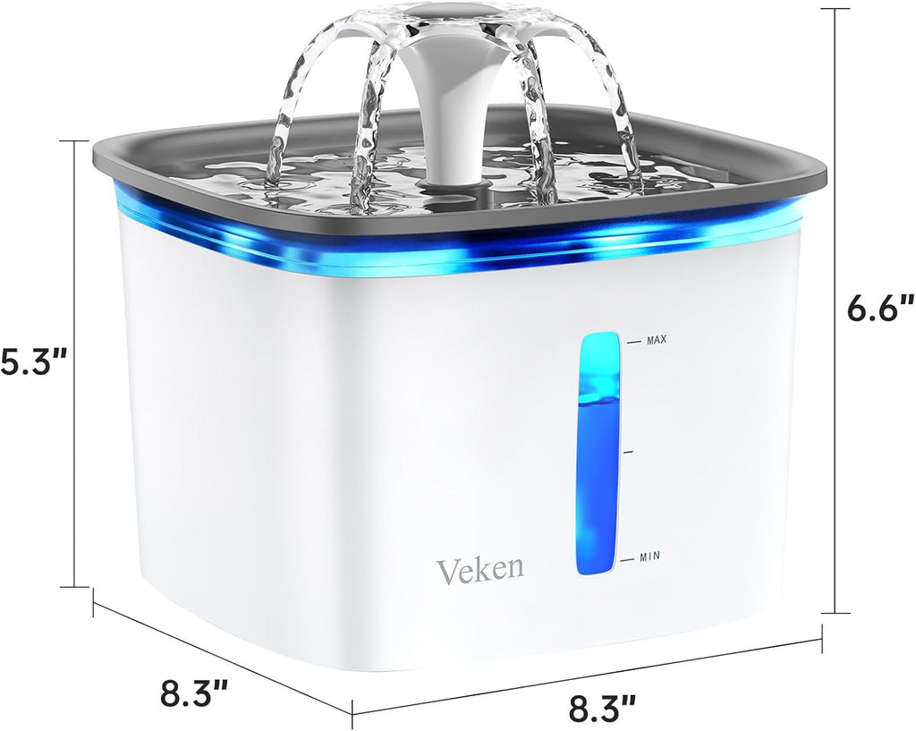 Revolutionary 95Oz Automatic Pet Water Fountain - Award-Winning Design for Cats and Dogs with Replacement Filters (Grey)