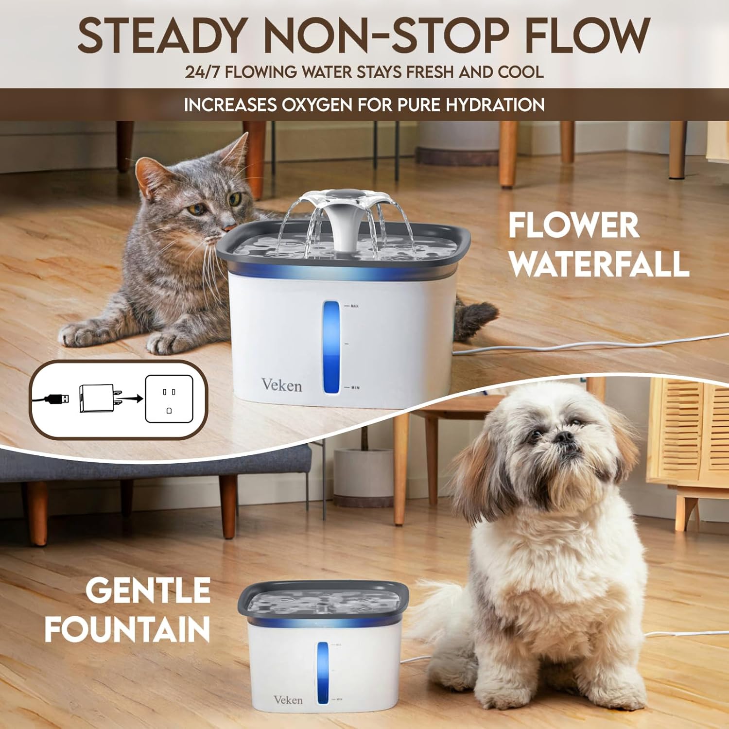 Revolutionary 95Oz Automatic Pet Water Fountain - Award-Winning Design for Cats and Dogs with Replacement Filters (Grey)